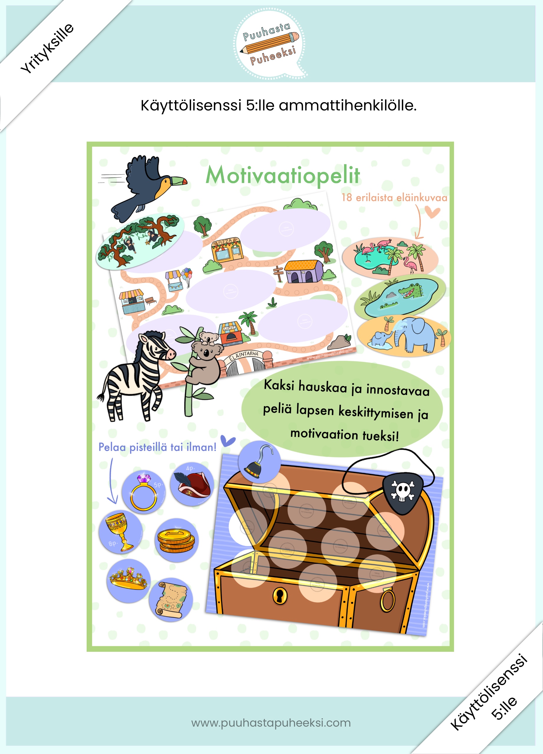 Motivaatiopelit - käyttölisenssi 5:lle ammattihenkilölle