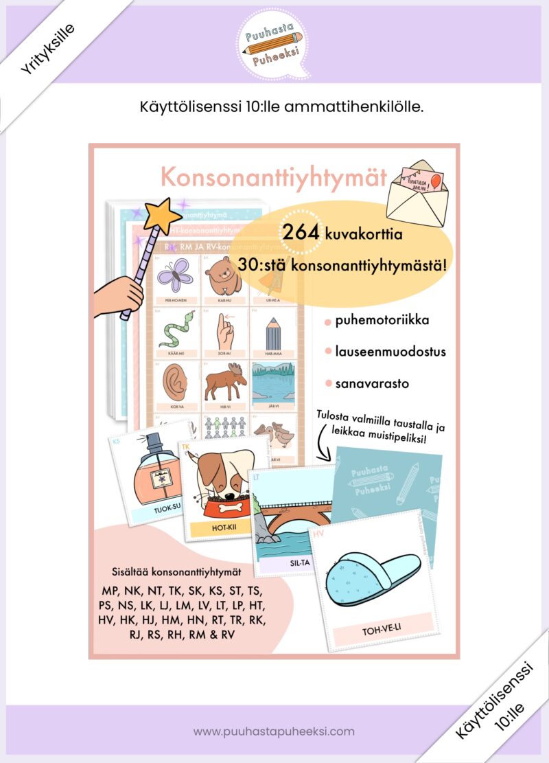 Konsonanttiyhtymät - käyttölisenssi 10:lle ammattihenkilölle