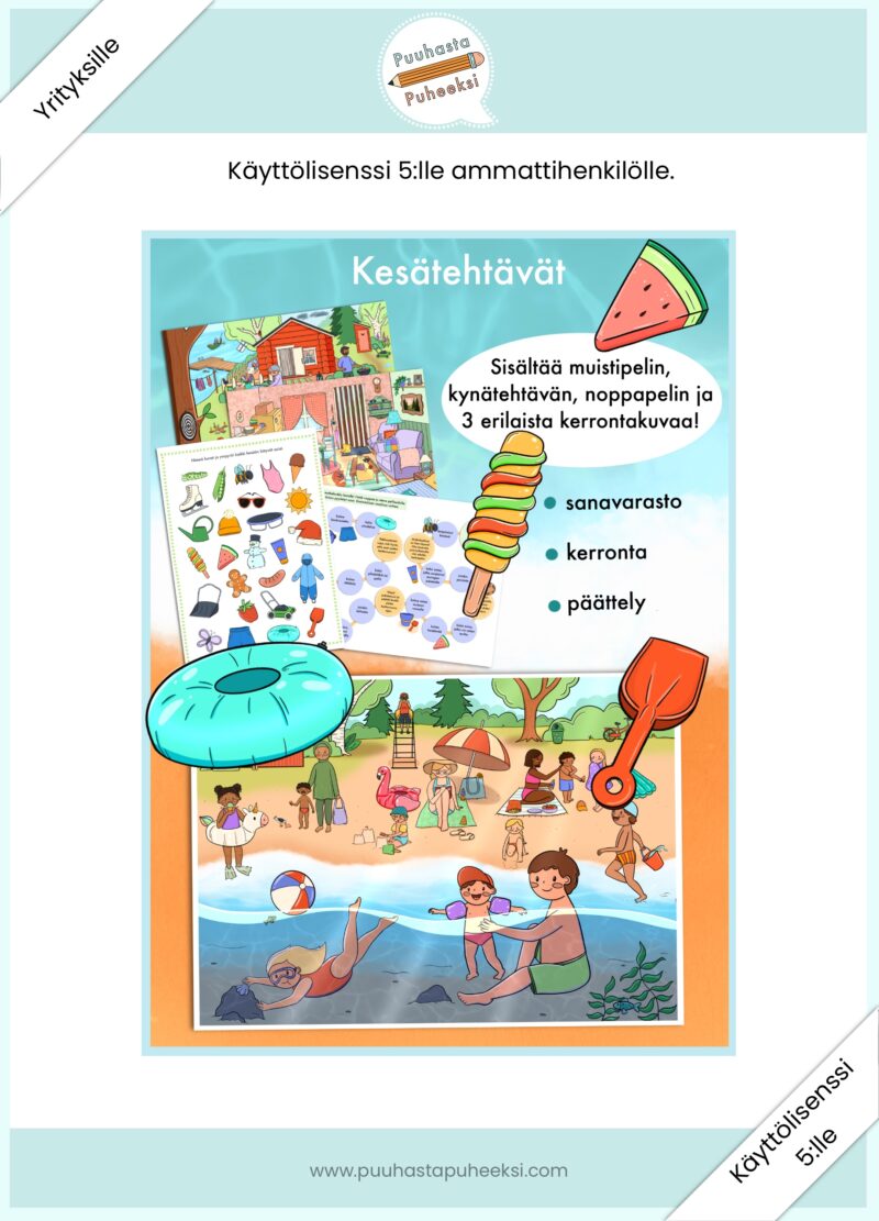 Kesätehtävät - käyttölisenssi 5:lle ammattihenkilölle