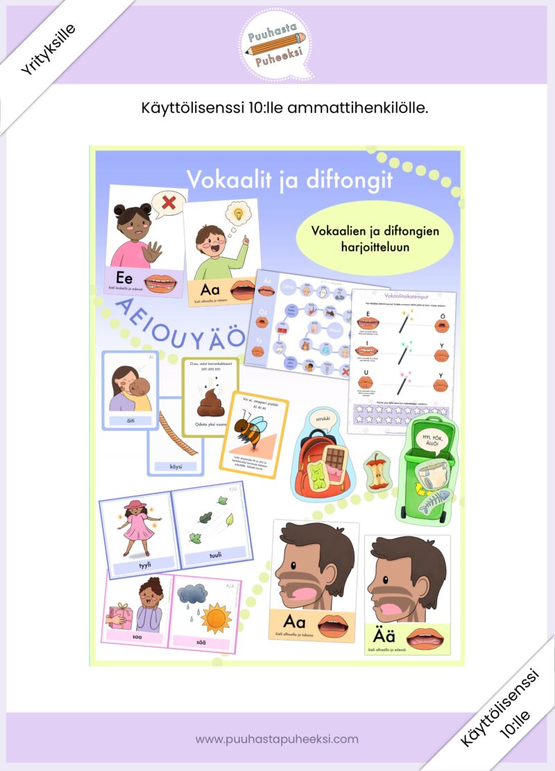 Vokaalit ja diftongit - käyttölisenssi 10:lle ammattihenkilölle