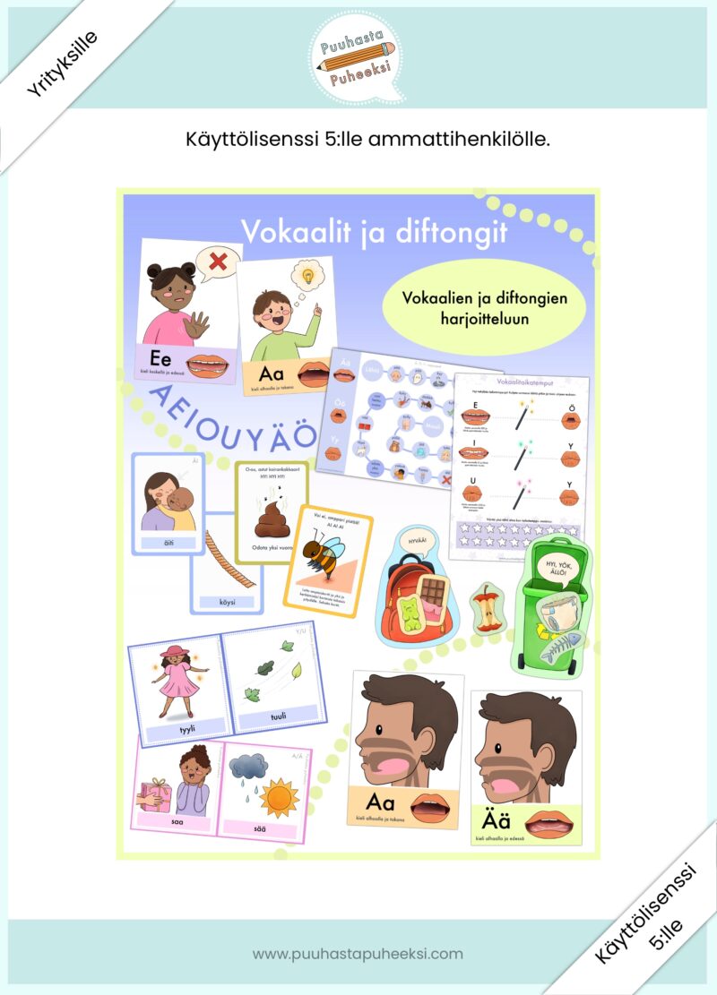 Vokaalit ja diftongit - käyttölisenssi 5:lle ammattihenkilölle