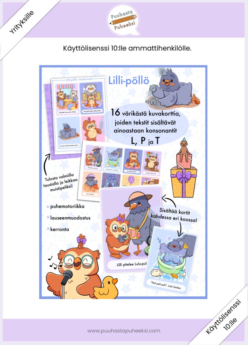 Lilli-pöllö -materiaali - käyttölisenssi 10:lle ammattihenkilölle