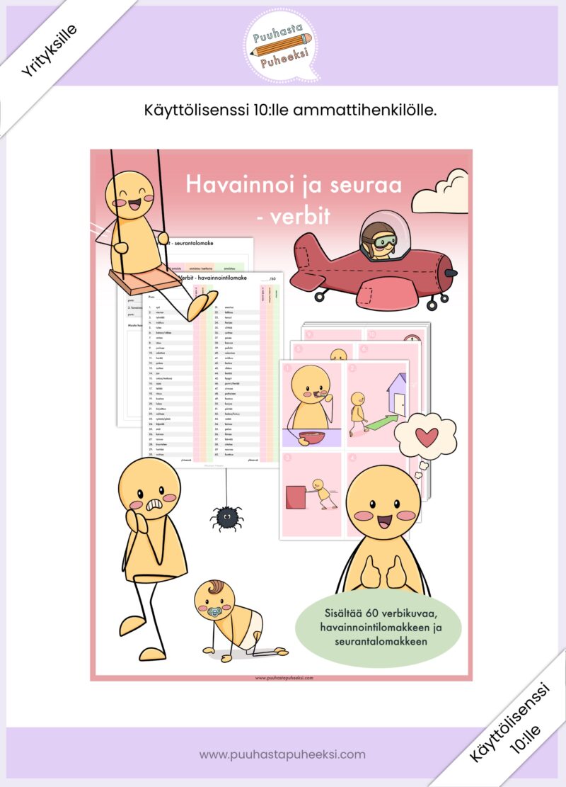 Havainnoi ja seuraa - verbit - käyttölisenssi 10:lle ammattihenkilölle